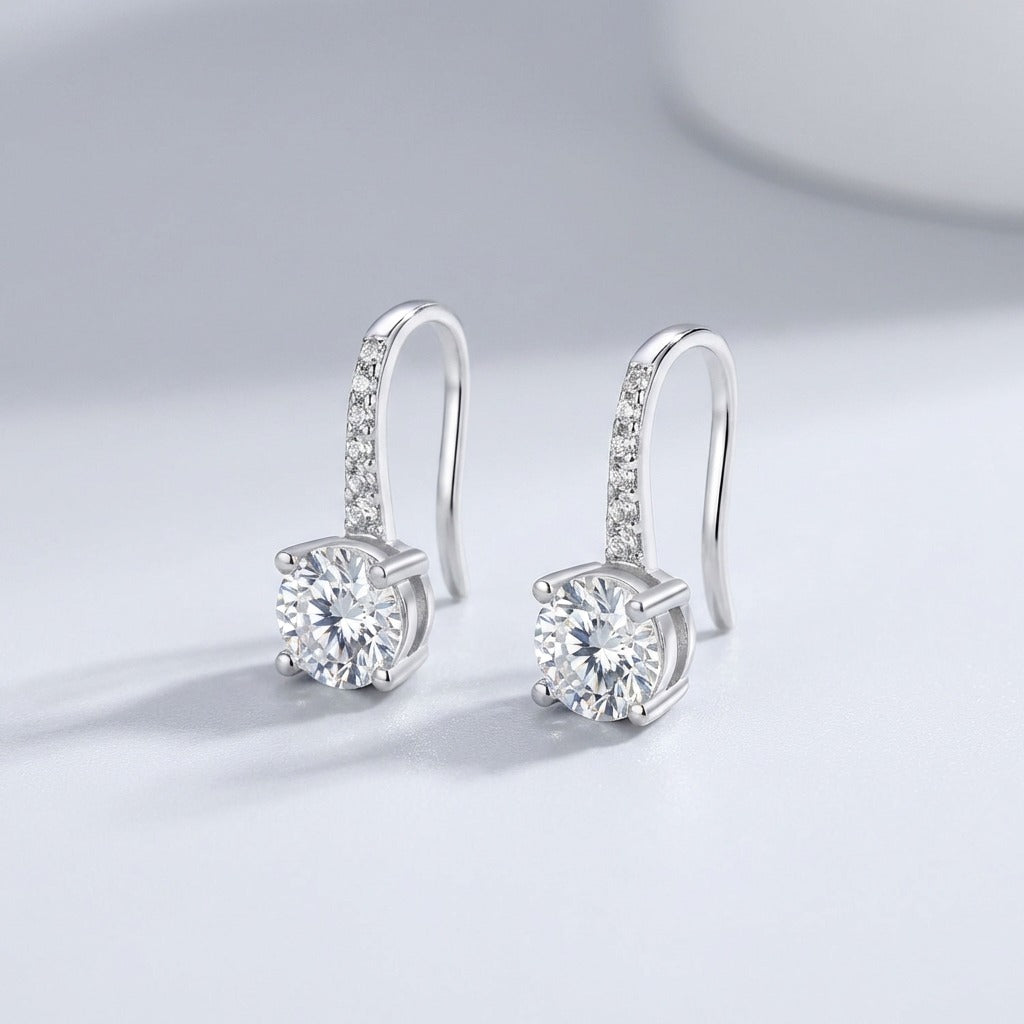 Luna Collection | Pavé Solitaire Earrings with Sparkling Crystals | Elegant Design for Everyday Wear 1