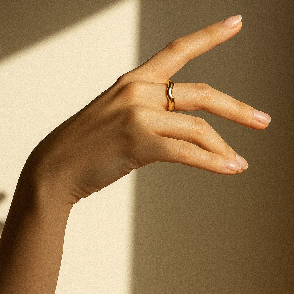 Jasmine Gold Wave Ring