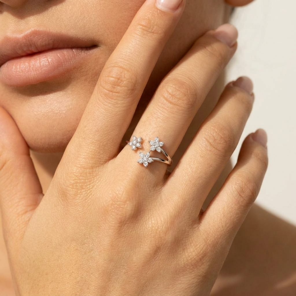 Lydia Collection | Crystal Flower Ring with Adjustable Fit & Elegant Design | Timeless Jewelry for Any Occasion 4