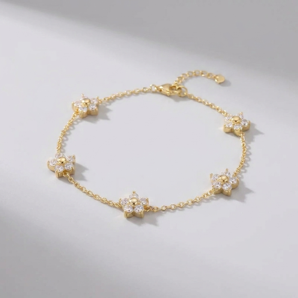 Mia Collection | Elegant Gold Crystal Bracelet with Adjustable Length | Hypoallergenic Jewelry for Daily Wear 2