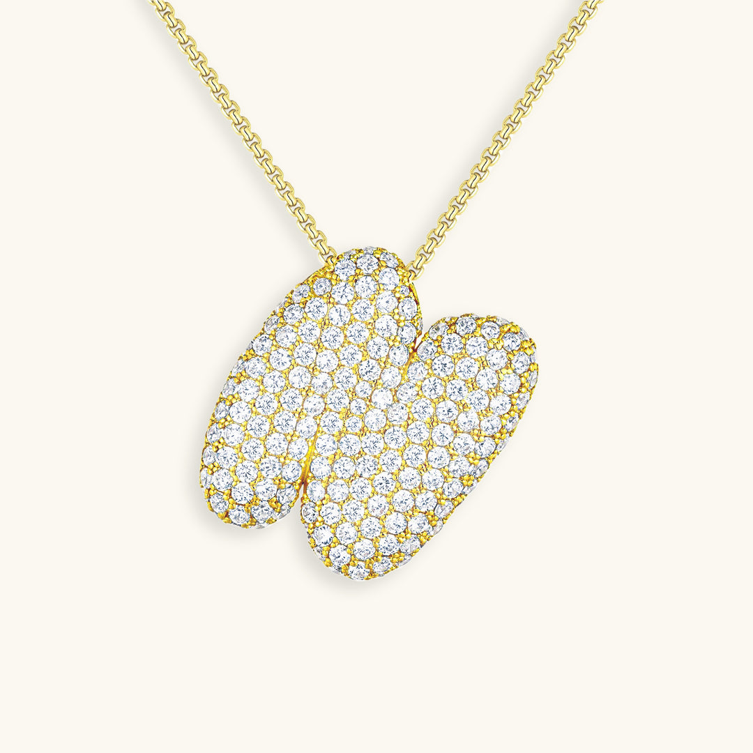 Personalized 18k Gold Initial Necklace with Diamond Simulant – Customizable Hypoallergenic Jewelry for Women 18