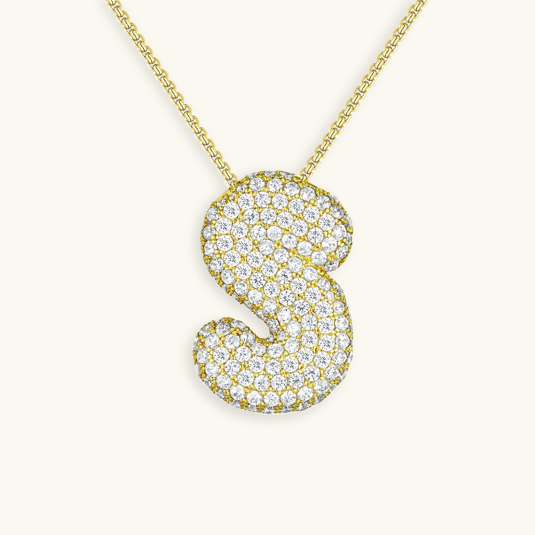 Personalized 18k Gold Initial Necklace with Diamond Simulant – Customizable Hypoallergenic Jewelry for Women 24