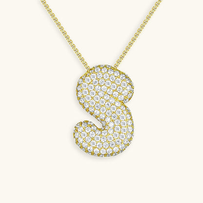 Personalized 18k Gold Initial Necklace with Diamond Simulant – Customizable Hypoallergenic Jewelry for Women 24