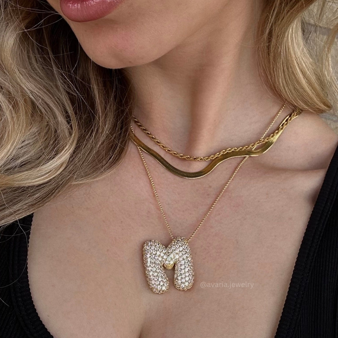 Personalized 18k Gold Initial Necklace with Diamond Simulant – Customizable Hypoallergenic Jewelry for Women 3