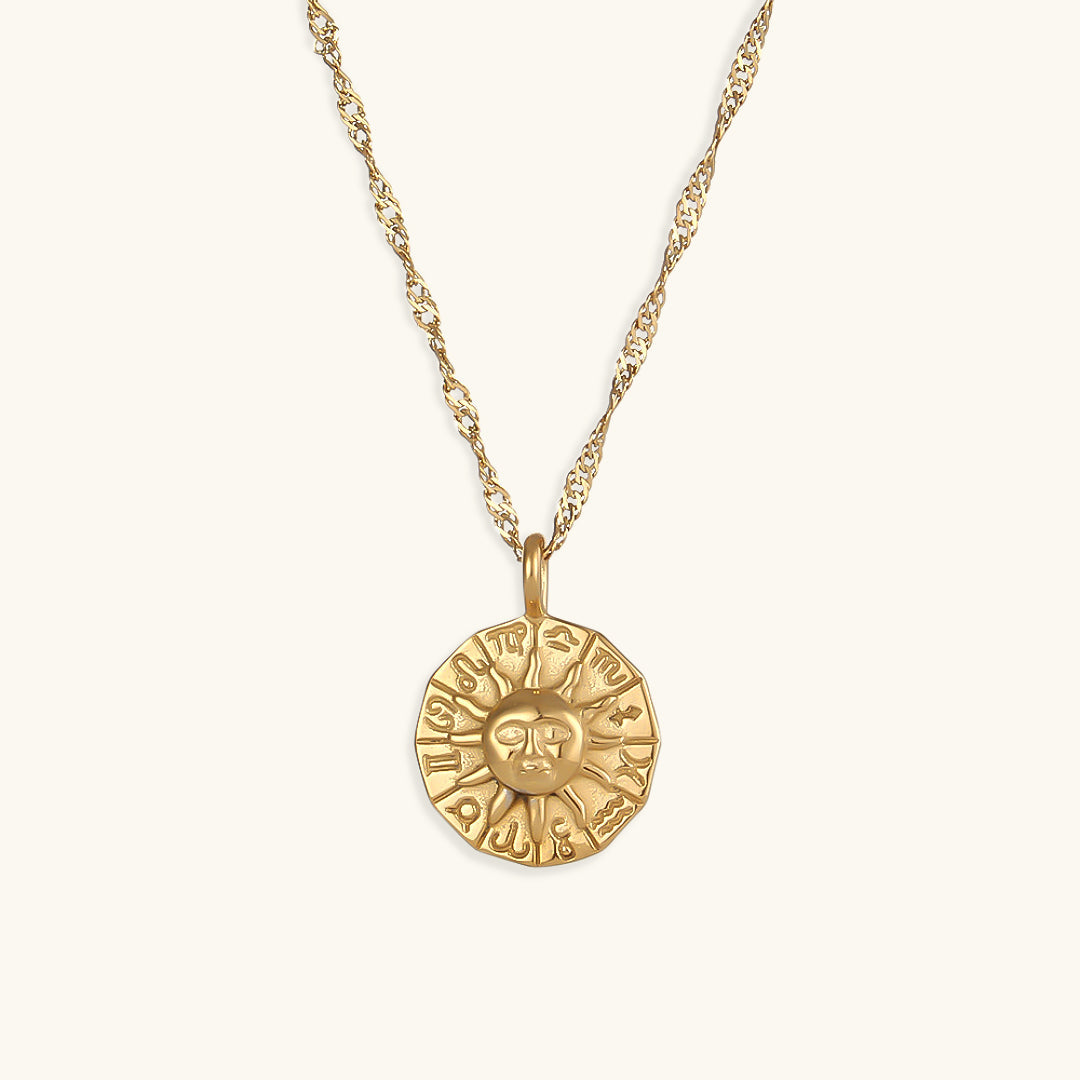 Soleil Gold Necklace - 18k Gold-Plated Stainless Steel Sunbeam Design, Adjustable Length, Hypoallergenic, Water Resistant 0