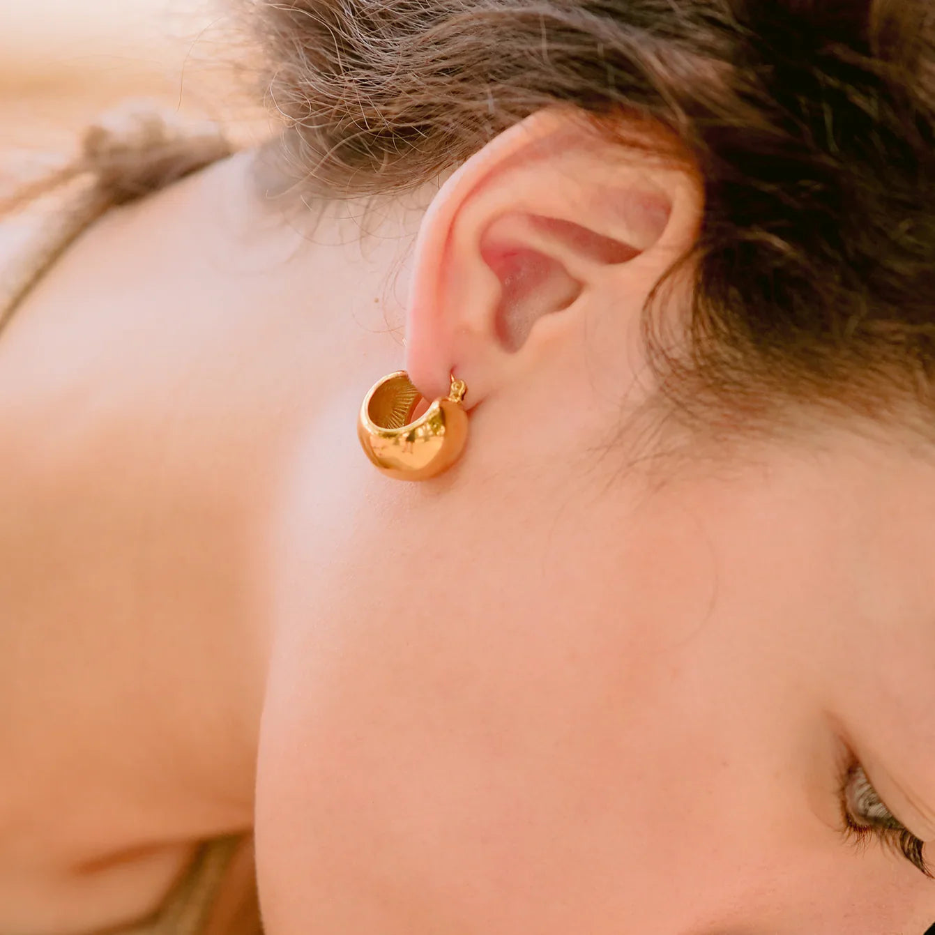 Olive Gold Huggie Earrings