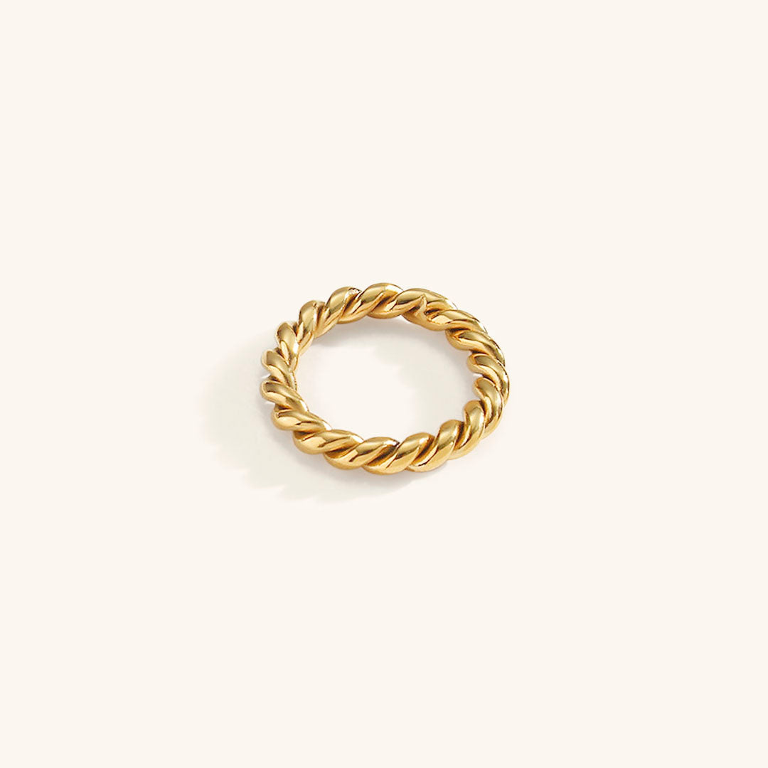 Twisted Gold Ring for Women – Ethically Sourced Stainless Steel with 18k Gold Plating, Hypoallergenic and Stylish Design 0