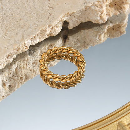 Twisted Gold Ring for Women – Ethically Sourced Stainless Steel with 18k Gold Plating, Hypoallergenic and Stylish Design 4