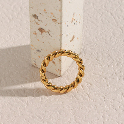 Twisted Gold Ring for Women – Ethically Sourced Stainless Steel with 18k Gold Plating, Hypoallergenic and Stylish Design 5