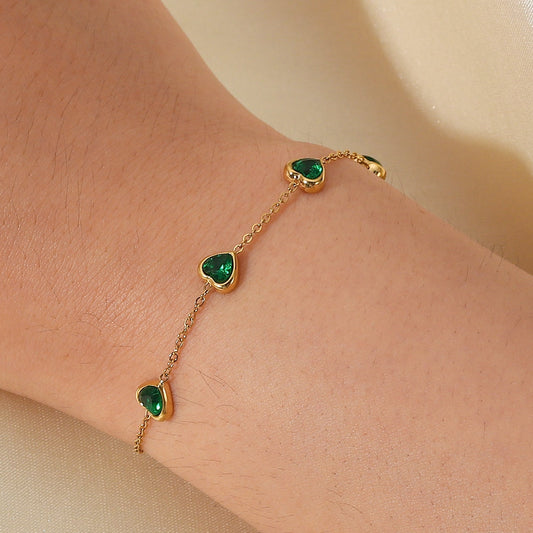 Aurora Green Heart Bracelet