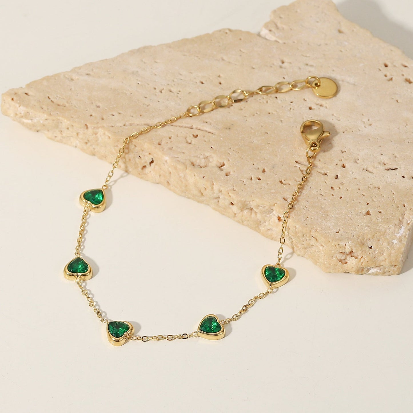 Aurora Green Heart Bracelet