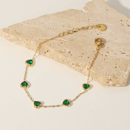 Aurora Green Heart Bracelet