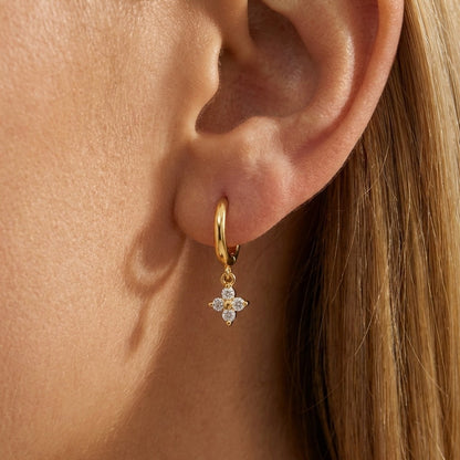 Women's Gold-Plated Clover Earrings | Elegant Hypoallergenic Crystal Jewelry 0