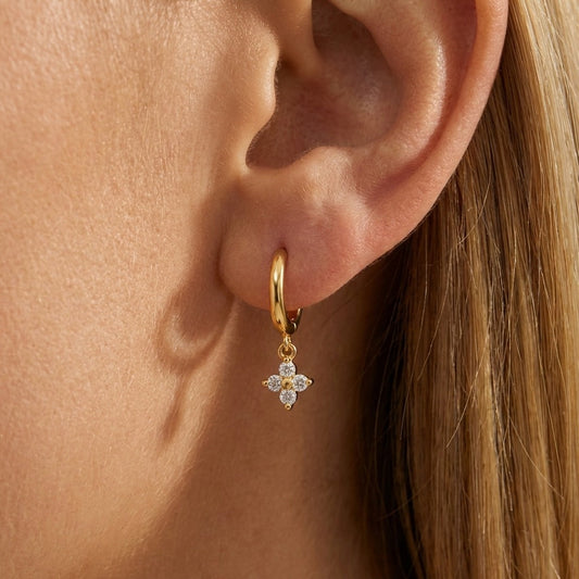 Women's Gold-Plated Clover Earrings | Elegant Hypoallergenic Crystal Jewelry 0
