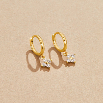 Women's Gold-Plated Clover Earrings | Elegant Hypoallergenic Crystal Jewelry 4