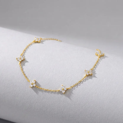 Women's Gold Plated Sterling Silver Bracelet | Elegant Minimalist Zircon Crystal Jewelry 1