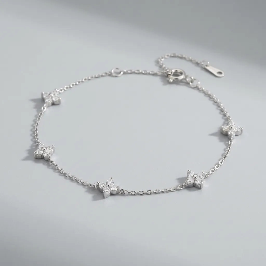 Women's Gold Plated Sterling Silver Bracelet | Elegant Minimalist Zircon Crystal Jewelry 3