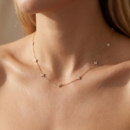 Women's Gold Plated Sterling Silver Necklace | Elegant Minimalist Crystal Jewelry 0