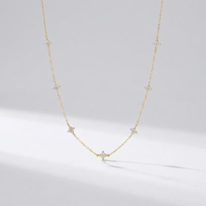 Women's Gold Plated Sterling Silver Necklace | Elegant Minimalist Crystal Jewelry 2