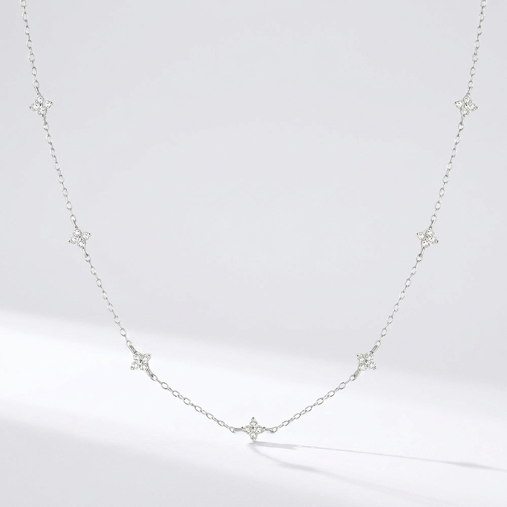 Women's Gold Plated Sterling Silver Necklace | Elegant Minimalist Crystal Jewelry 4