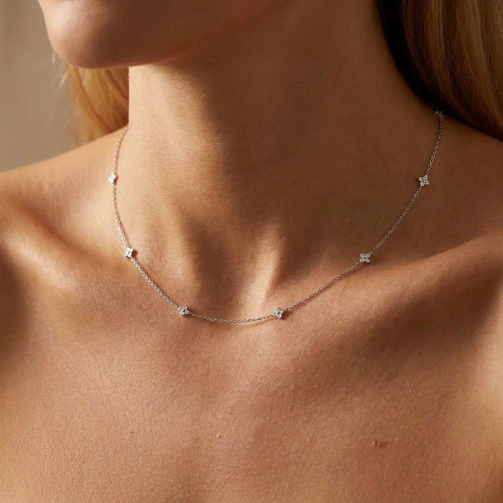 Women's Gold Plated Sterling Silver Necklace | Elegant Minimalist Crystal Jewelry 5