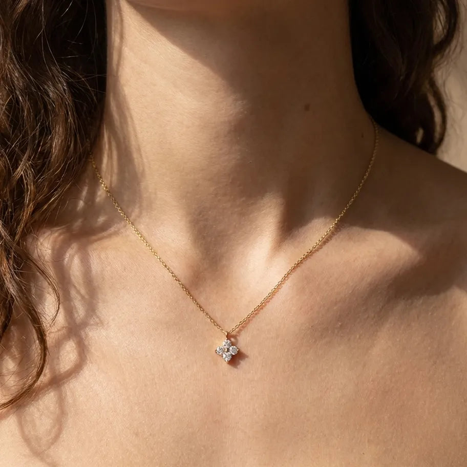 Women's Gold Plated Sterling Silver Necklace | Elegant Minimalist Crystal Pendant Jewelry 0