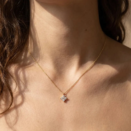 Women's Gold Plated Sterling Silver Necklace | Elegant Minimalist Crystal Pendant Jewelry 0
