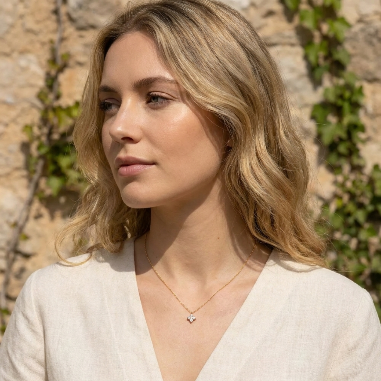 Women's Gold Plated Sterling Silver Necklace | Elegant Minimalist Crystal Pendant Jewelry 1