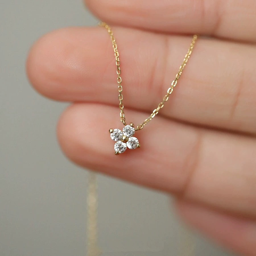 Women's Gold Plated Sterling Silver Necklace | Elegant Minimalist Crystal Pendant Jewelry 4
