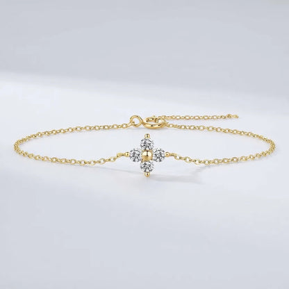 Women's Sterling Silver Clover Bracelet | Elegant Adjustable Jewelry with Zircon Crystals 2