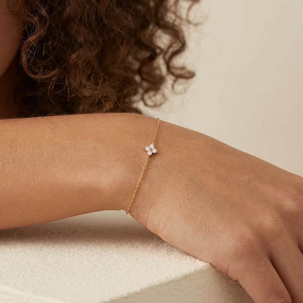Women's Sterling Silver Clover Bracelet | Elegant Adjustable Jewelry with Zircon Crystals 3