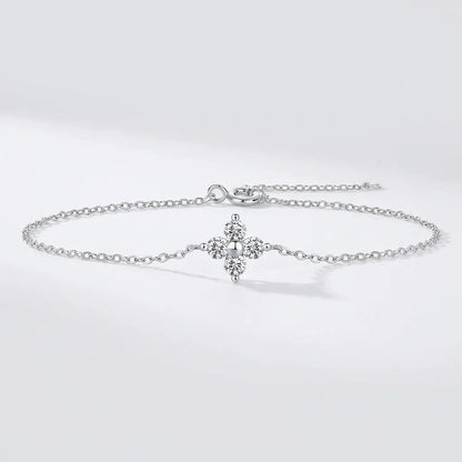 Women's Sterling Silver Clover Bracelet | Elegant Adjustable Jewelry with Zircon Crystals 7
