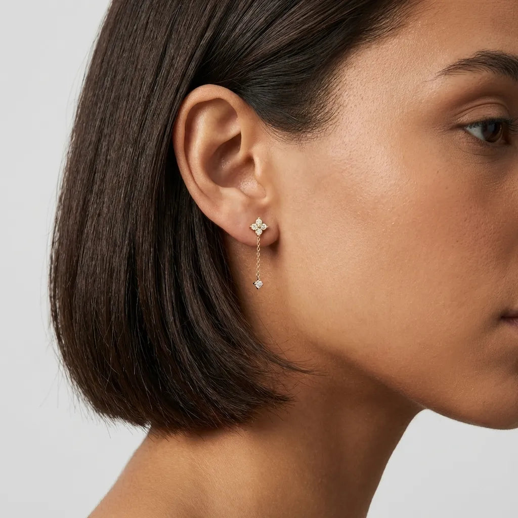 Women's Sterling Silver Crystal Drop Earrings | Elegant Vintage-Inspired Statement Jewelry 3