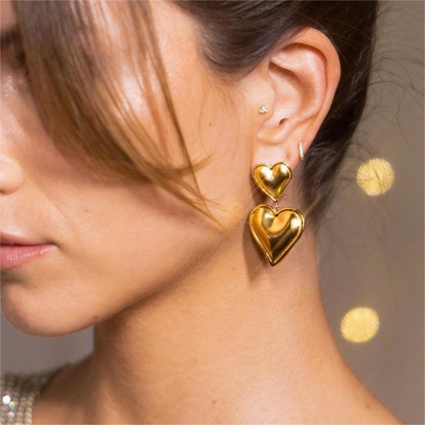 Alexa Gold Heart Earrings