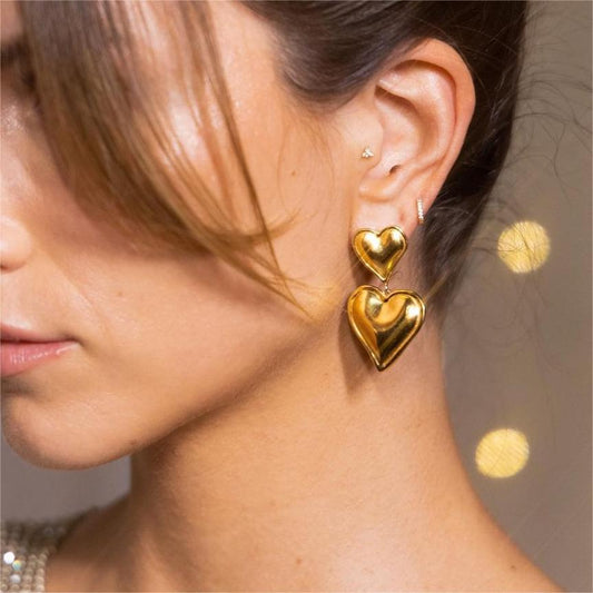 Alexa Gold Heart Earrings