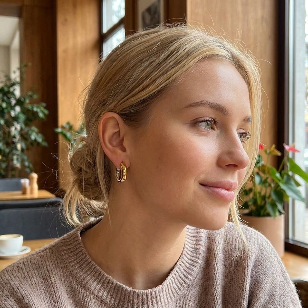 Abigail Two Tone Hoop Earring