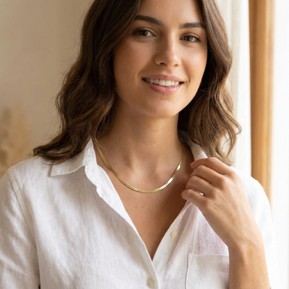 Ava Gold Herringbone Necklace