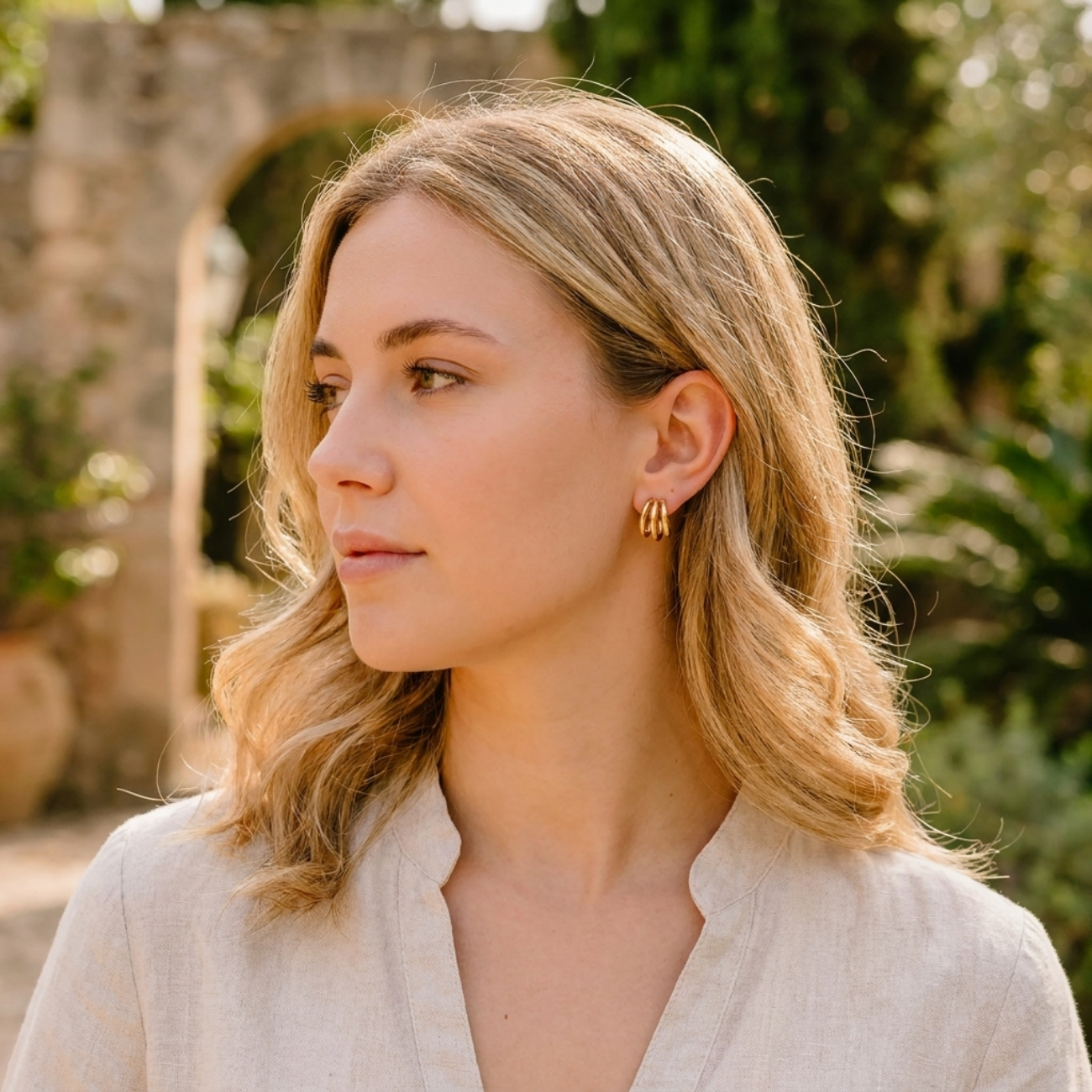 Maribel Cradle Gold Earrings