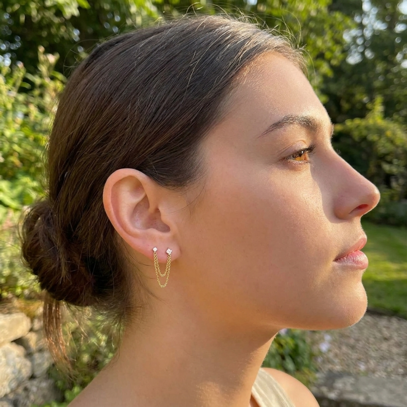 Selena Diamond Chain Studs